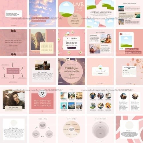 100 Artes Feed 1 Post Arquivos Mídias Sociais Editável Canva