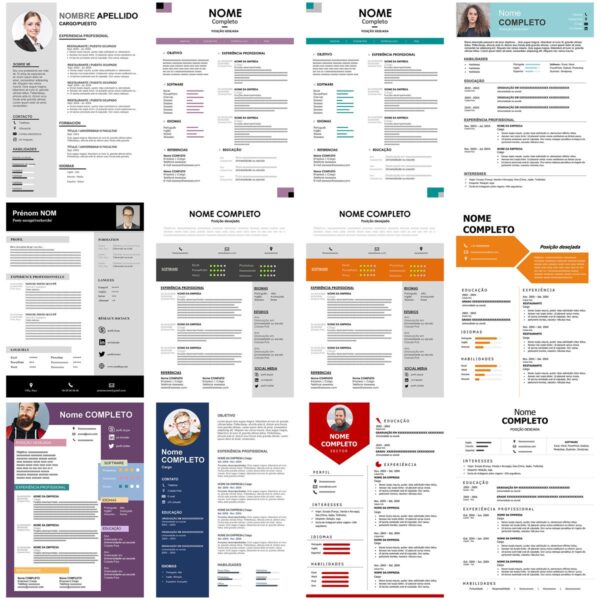 100 Currículos Modernos e Editáveis no Word