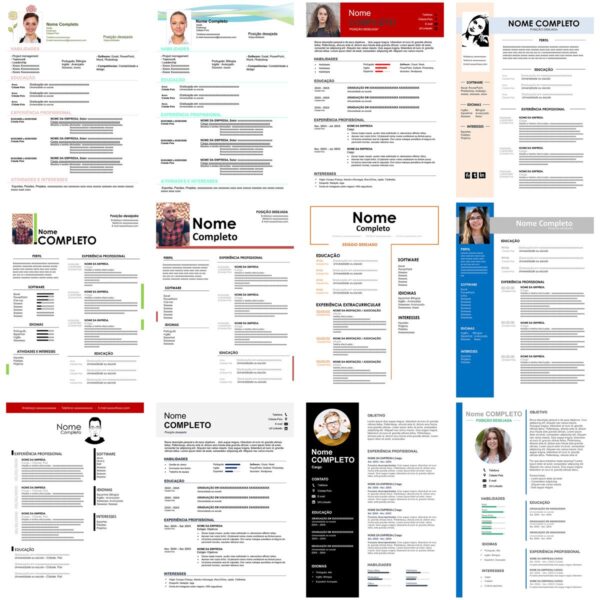 100 Currículos Modernos e Editáveis no Word