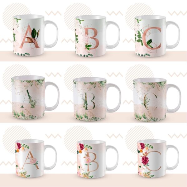 104 Artes Para Caneca Alfabeto Floral Png