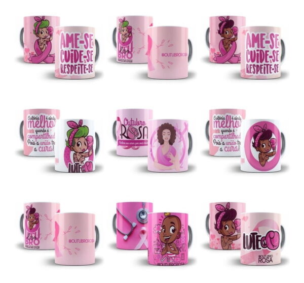 14 Artes Caneca Outubro Rosa Editável Em Photoshop Psd