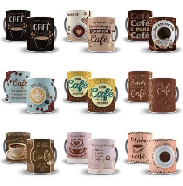 14 Artes Caneca Tema Café Sublimação Arquivos Em Corel Cdr