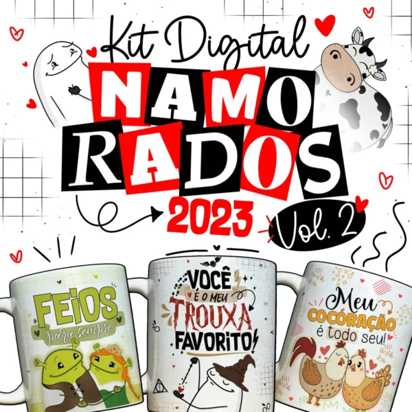 14 Estampas Criativas p/ Canecas Namorados Florks