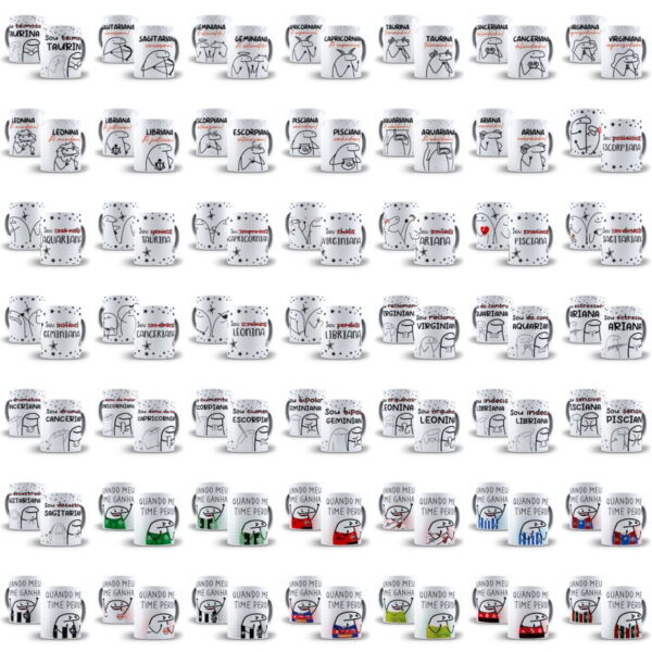 +1600 Estampas Caneca Flork Bento Memes Frases Profissões