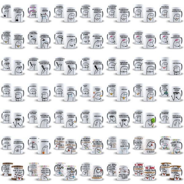 +1600 Estampas Caneca Flork Bento Memes Frases Profissões