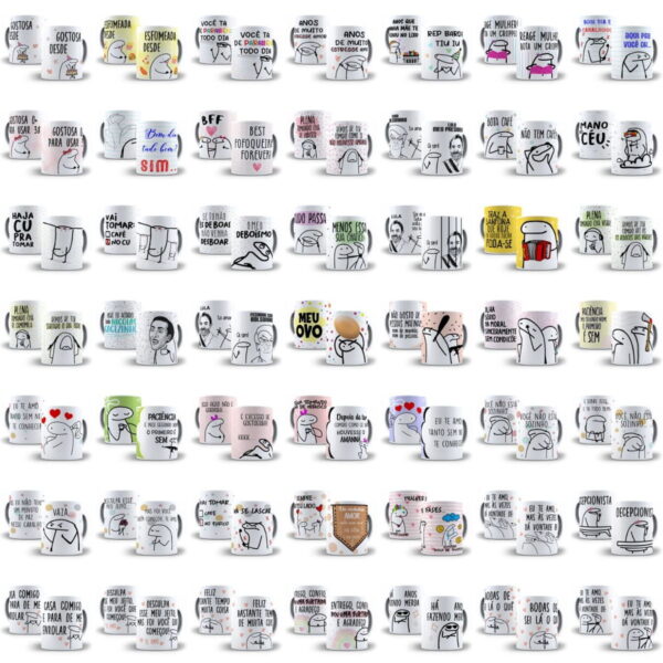+1600 Estampas Caneca Flork Bento Memes Frases Profissões