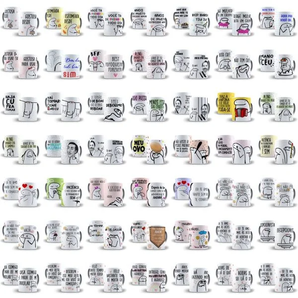 +1600 Estampas Caneca Flork Bento Memes Frases Profissões