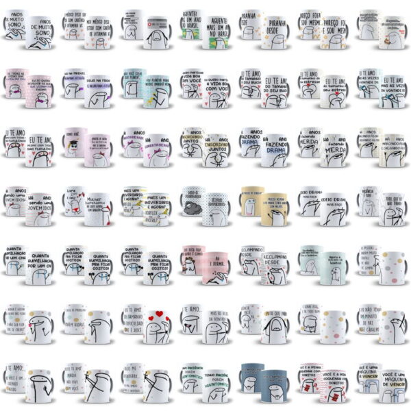 +1600 Estampas Caneca Flork Bento Memes Frases Profissões