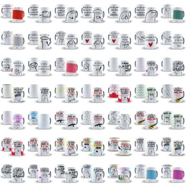 +1600 Estampas Caneca Flork Bento Memes Frases Profissões