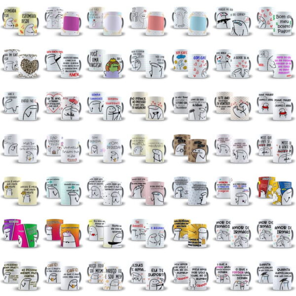 +1600 Estampas Caneca Flork Bento Memes Frases Profissões