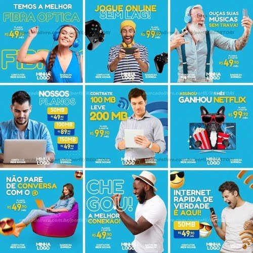 18 Artes Provedor De Internet 2.0 Arquivo Editável Canva