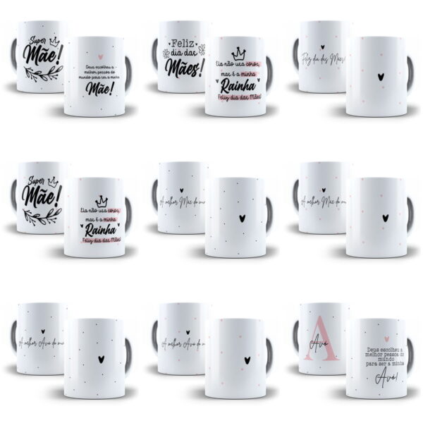 20 Artes Caneca Dia das Mães 2023 Sublimação Minimalista