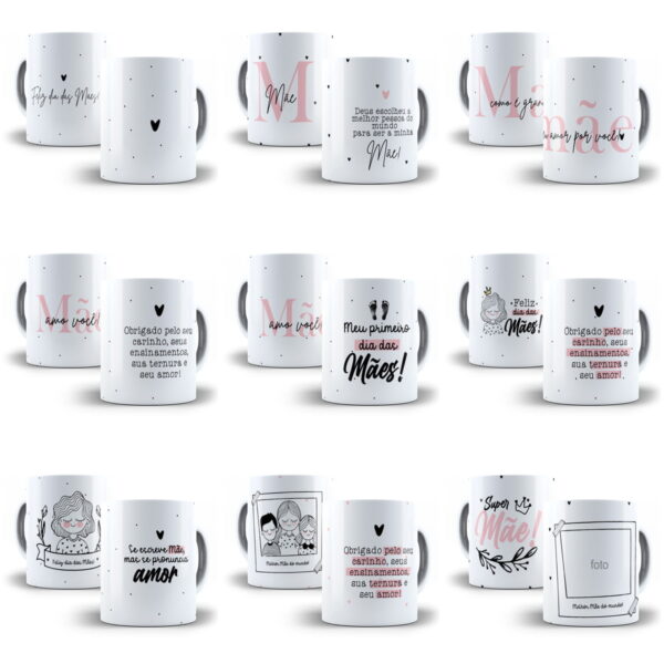 20 Artes Caneca Dia das Mães 2023 Sublimação Minimalista