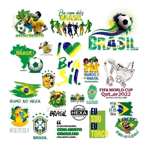 20 Artes Sublimação Copos Camiseta Caneca Brasil Copa 2022
