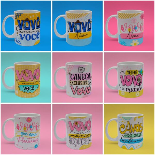 20 Estampas Caneca Vovô e Vovó Kit Digital Dia dos Avós Png