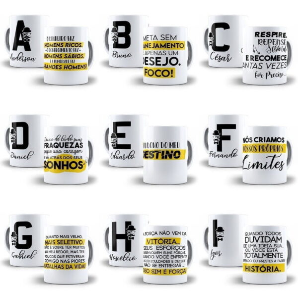26 Arte Caneca Alfabeto Homem Frases Motivacionais Corel Cdr