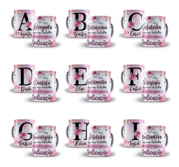 26 Artes Para Caneca Alfabeto Profissões Editável Em Corel