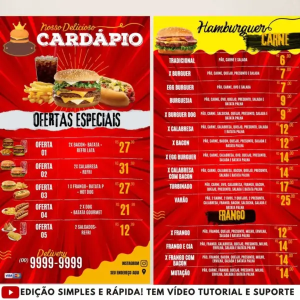 Cardápio De Lanches Para Editar E Imprimir+ Bônus Grátis - Imagem 5
