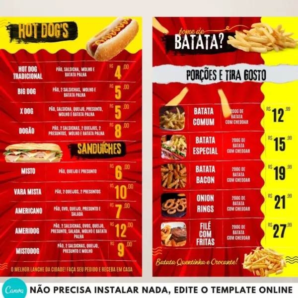 Cardápio De Lanches Para Editar E Imprimir+ Bônus Grátis - Imagem 6
