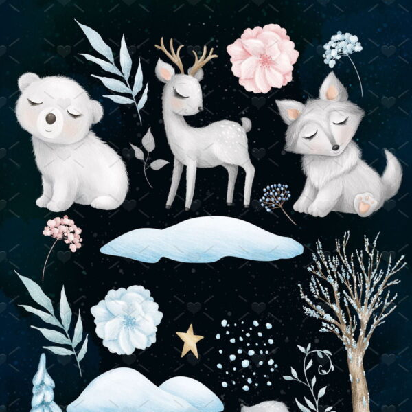 Arquivos Png Animais Fofos do Ártico Aquarelado Bebês Cute - Imagem 5