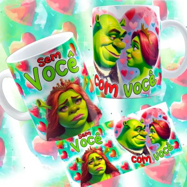 Pacote Shuerk e Fiona: Arte para Caneca do Dia dos Namorados - Imagem 2