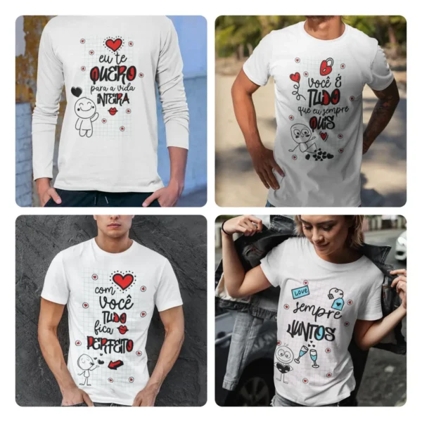 Estampas de Namorados para Camisas e Squeezes - Editável - Imagem 2