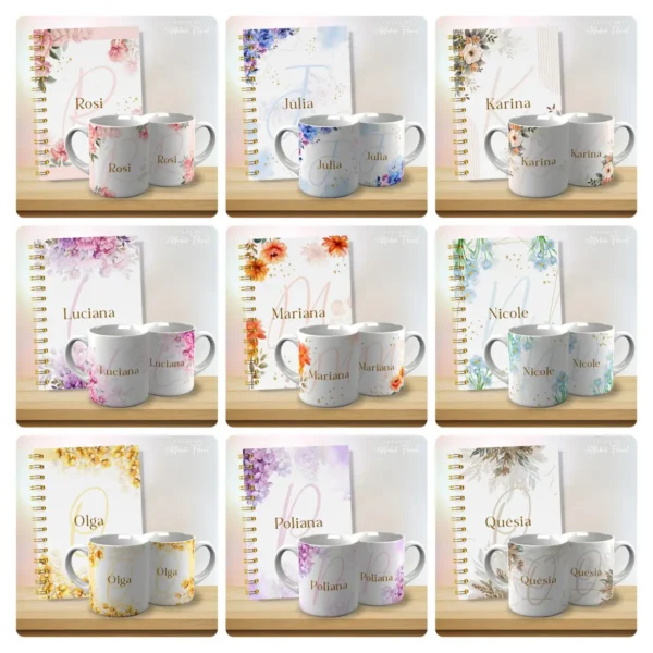 Designs para Caneca: Alfabeto Floral Editável - 53 Artes - Imagem 3