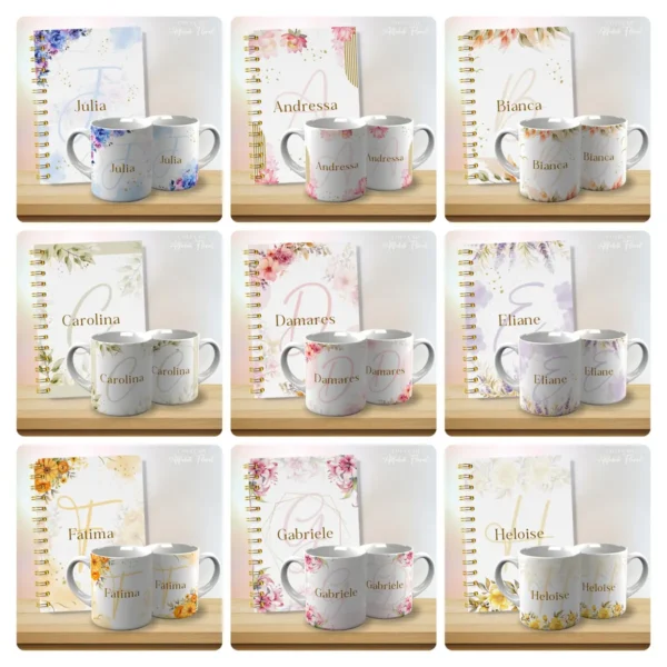 Designs para Caneca: Alfabeto Floral Editável - 53 Artes - Imagem 2