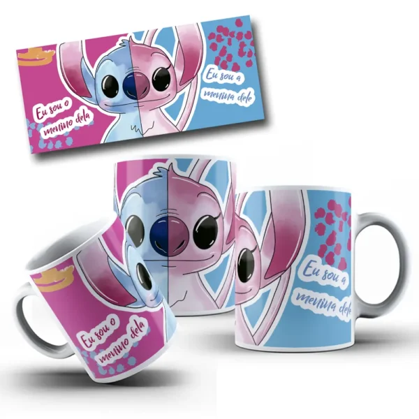 Kit de Arte para Caneca dos Namorados - Stitch e Angel - Imagem 4