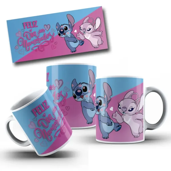 Kit de Arte para Caneca dos Namorados - Stitch e Angel - Imagem 3