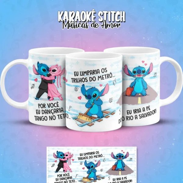 Estampas de Stitch para Canecas de Músicas Românticas - Imagem 6