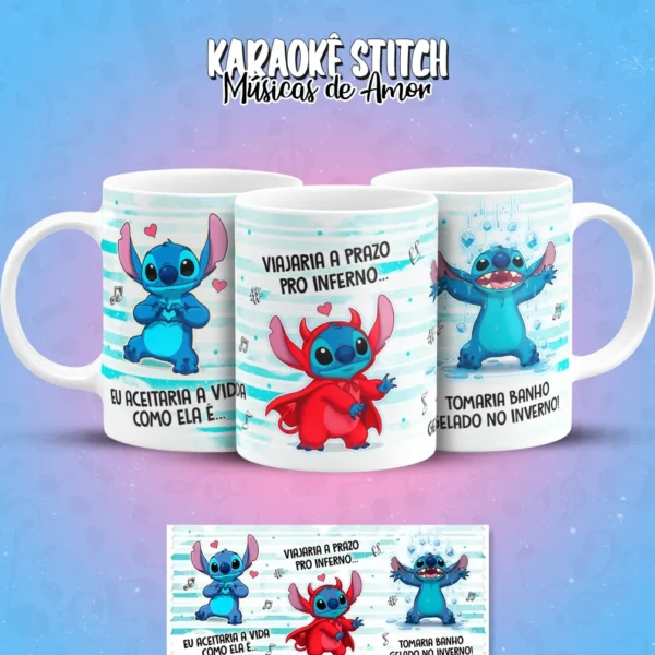 Estampas de Stitch para Canecas de Músicas Românticas - Imagem 9