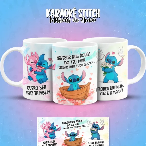 Estampas de Stitch para Canecas de Músicas Românticas - Imagem 11