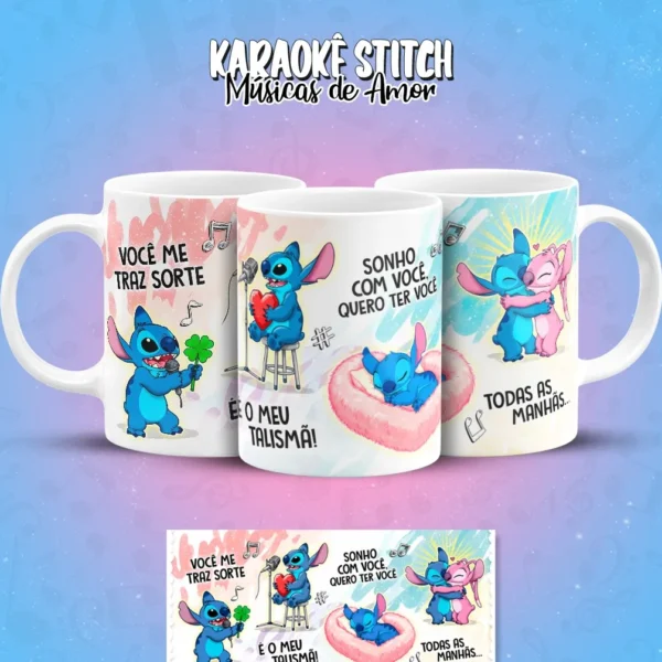 Estampas de Stitch para Canecas de Músicas Românticas - Imagem 3