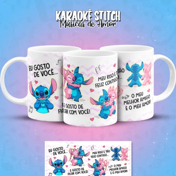 Estampas de Stitch para Canecas de Músicas Românticas - Imagem 7