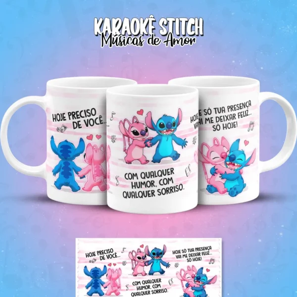 Estampas de Stitch para Canecas de Músicas Românticas - Imagem 10