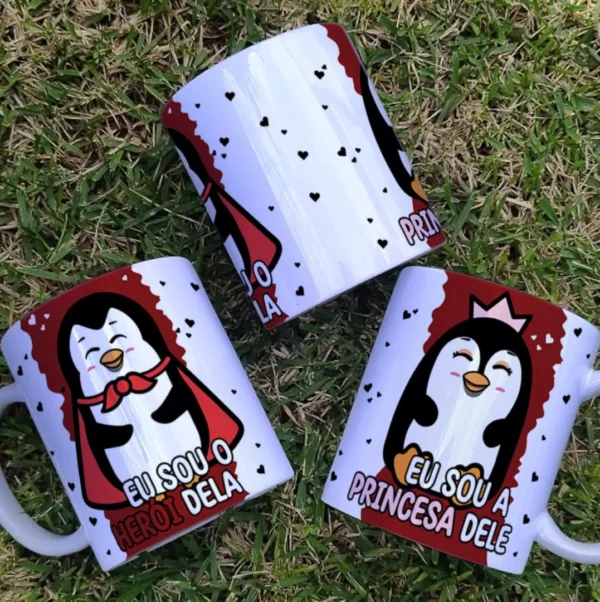 Designs de Pinguins para Caneca, Azulejo e Camisa no Dia dos Namorados - Imagem 4