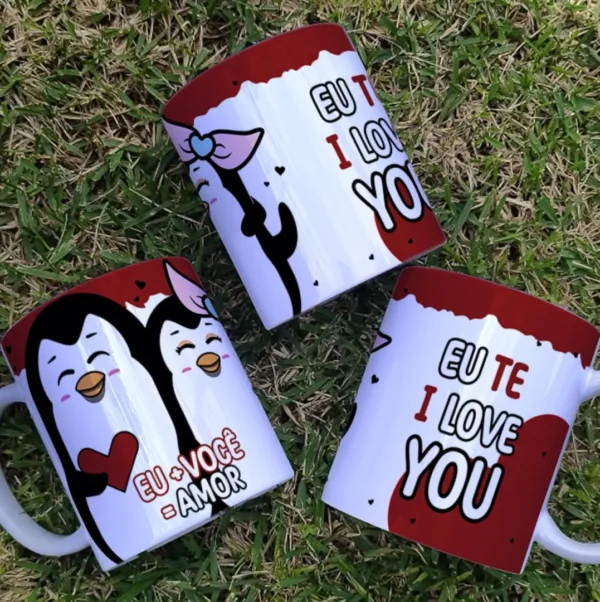 Designs de Pinguins para Caneca, Azulejo e Camisa no Dia dos Namorados - Imagem 9