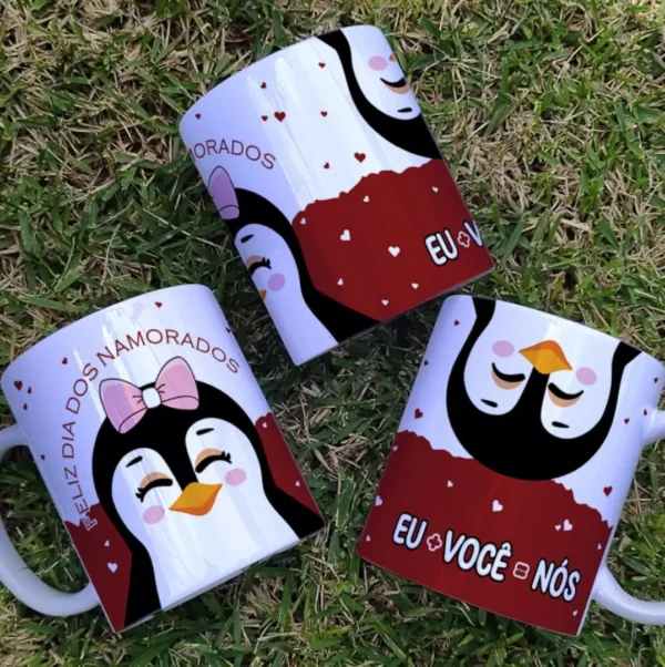 Designs de Pinguins para Caneca, Azulejo e Camisa no Dia dos Namorados - Imagem 5