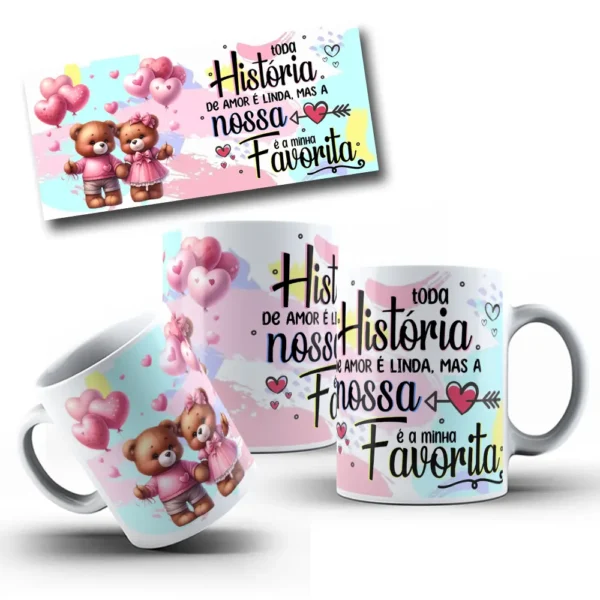 Artes Dia dos Namorados: Ursinhos em Canecas Customizáveis - Imagem 3