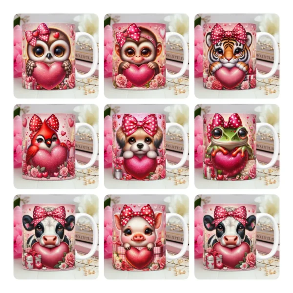 Estampas Criativas para Canecas de Namorados - Pets em 3D - Imagem 7
