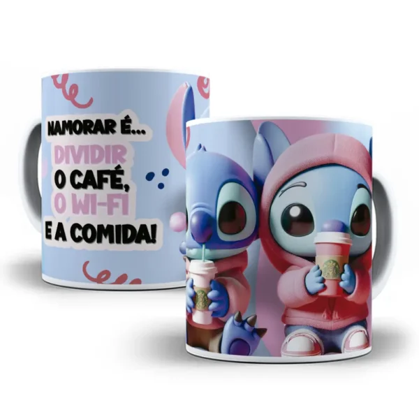 Templates de Sublimação Canecas Dia dos Namorados Stitch - Imagem 2