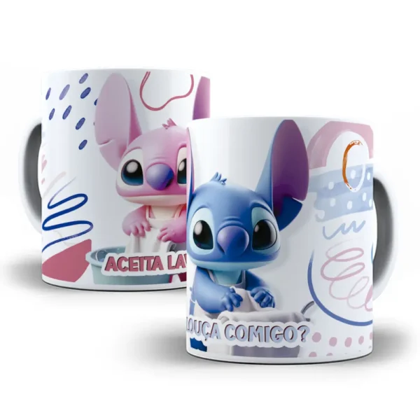Templates de Sublimação Canecas Dia dos Namorados Stitch - Imagem 3