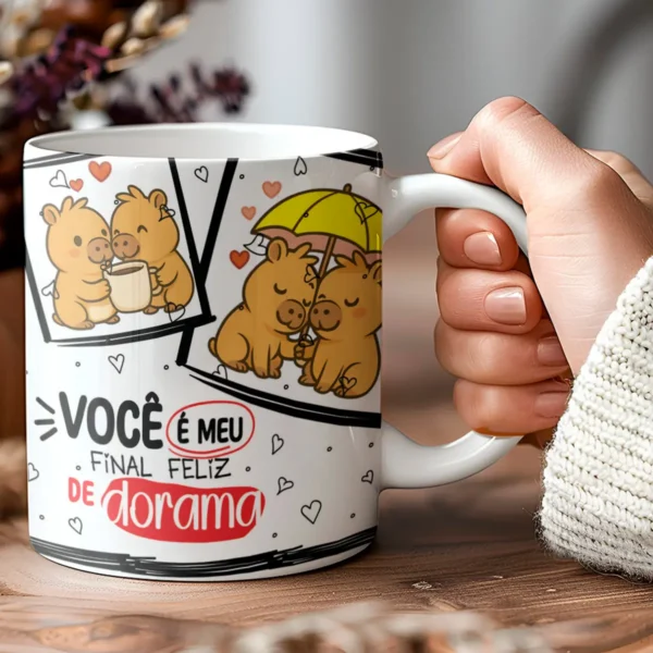 Kit para Sublimação de Canecas - Tema Capivara Amorosa - Imagem 2