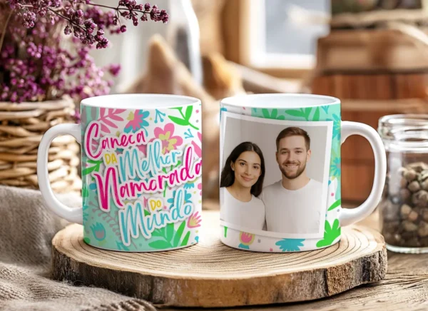 5 Designs Editáveis p/ Sublimação Canecas Dia dos Namorados - Imagem 5