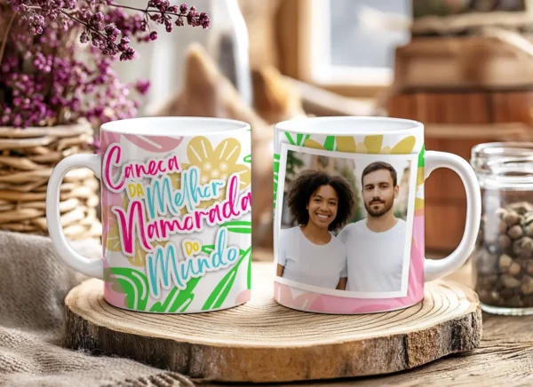 5 Designs Editáveis p/ Sublimação Canecas Dia dos Namorados - Imagem 2