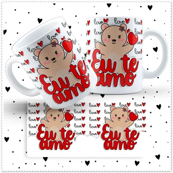 Artes Prontas para Caneca - Ursinho Love, Especial Namorados - Imagem 7