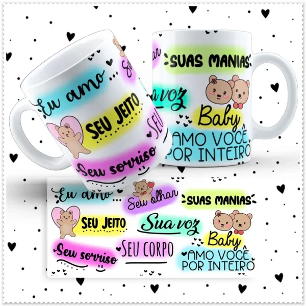 Artes Prontas para Caneca - Ursinho Love, Especial Namorados - Imagem 3