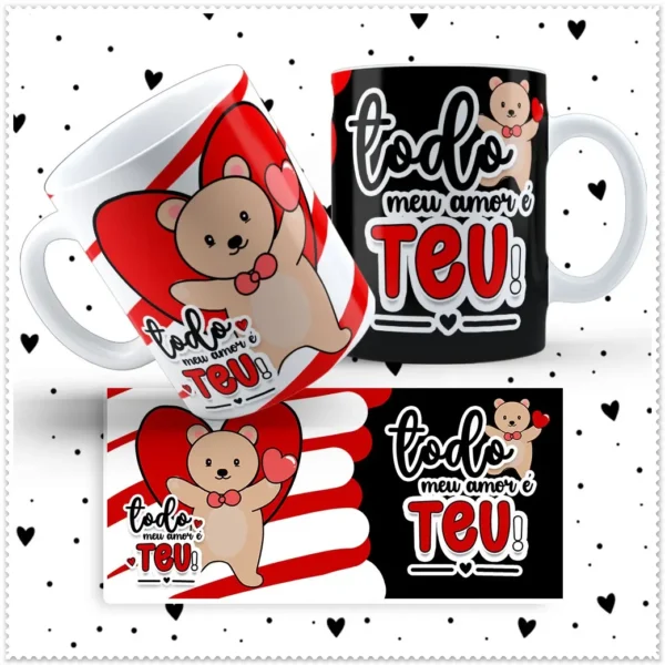 Artes Prontas para Caneca - Ursinho Love, Especial Namorados - Imagem 4