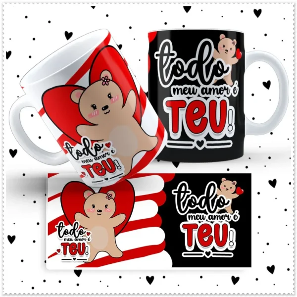 Artes Prontas para Caneca - Ursinho Love, Especial Namorados - Imagem 8